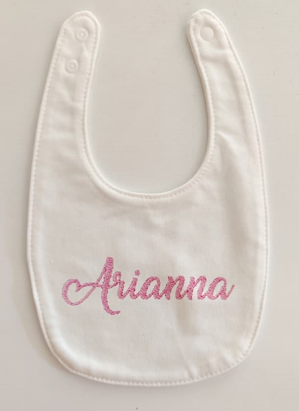Bavaglino Con Nome Rosa Personalizzato
